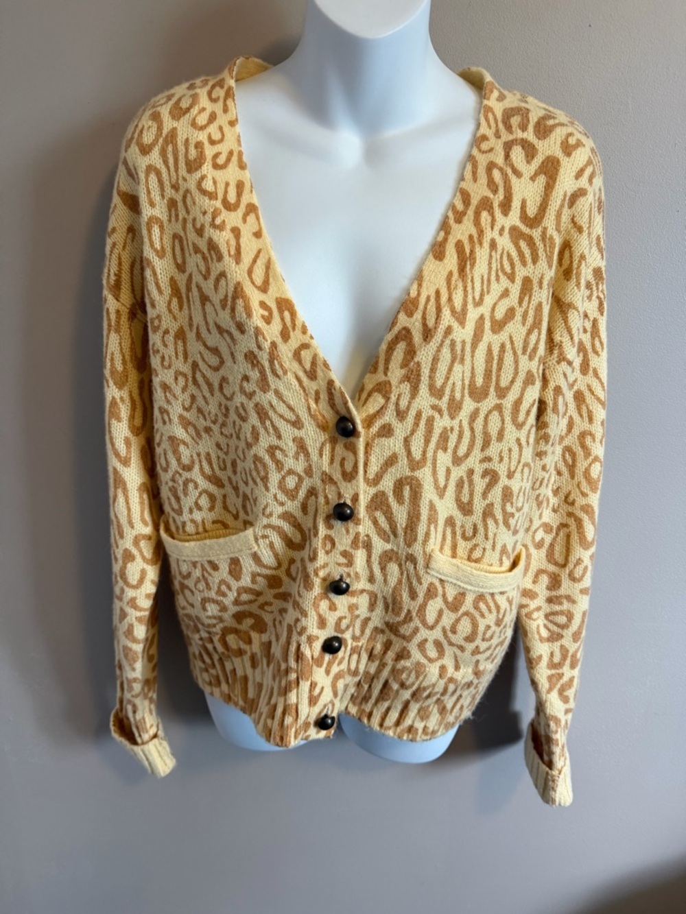 Rebecca Minkoff Leopard Print V-Neck Cardigan Small